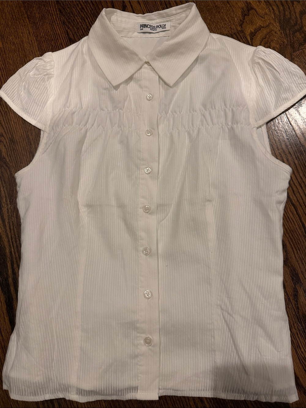 Princess Polly White Cap Sleeve Button-Front Blouse
